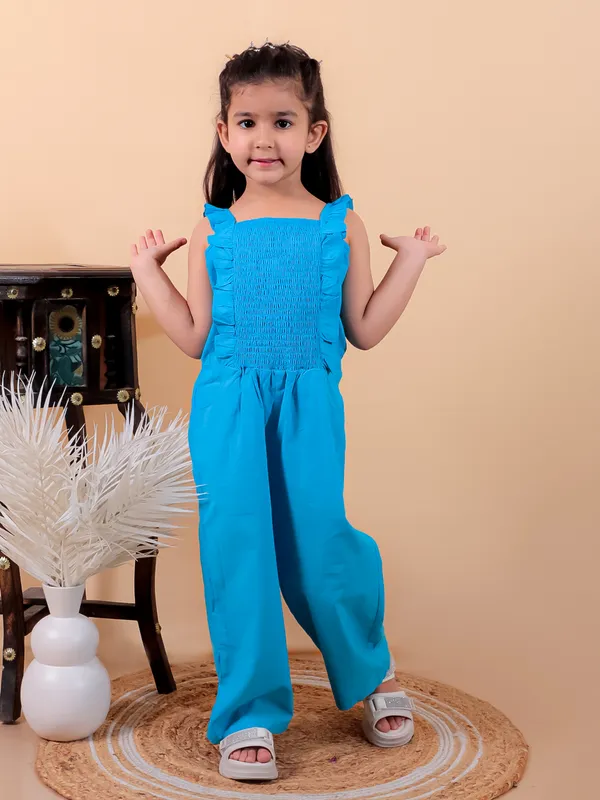 Blue_Pure_Cotton_Jumpsuit_With_Smoking