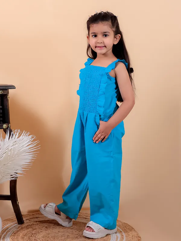 Blue_Pure_Cotton_Jumpsuit_With_Smoking