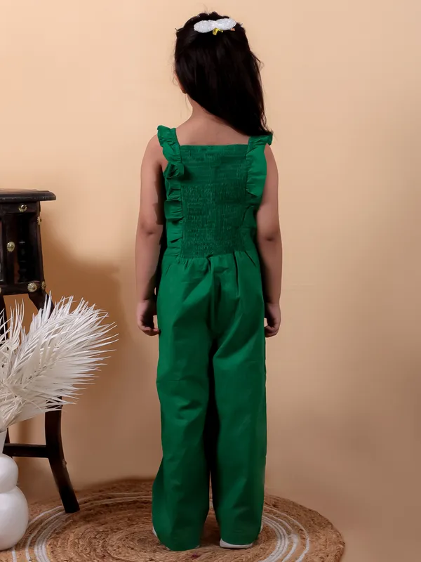 Green_Pure_Cotton_Jumpsuit_With_Smoking