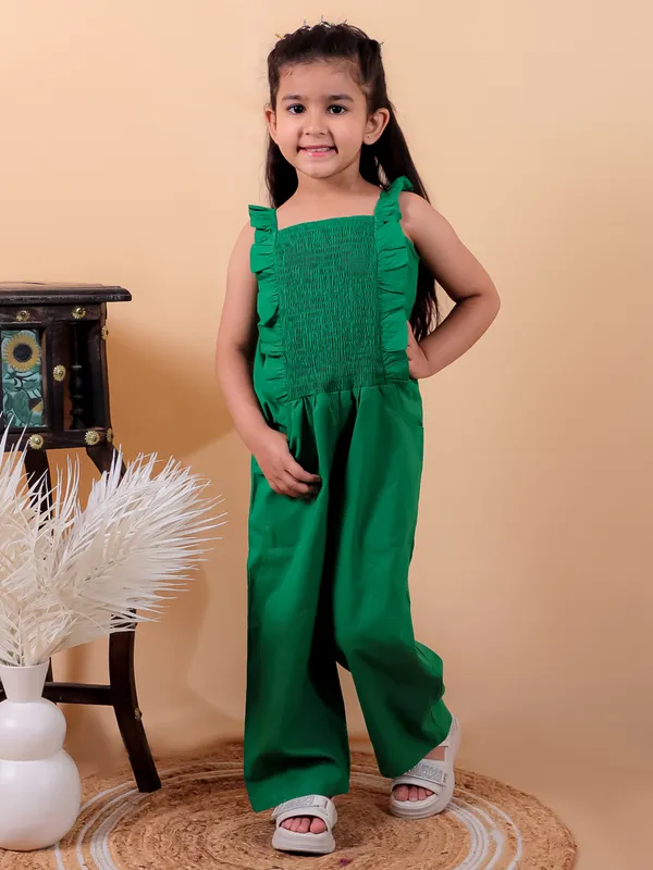 Green_Pure_Cotton_Jumpsuit_With_Smoking