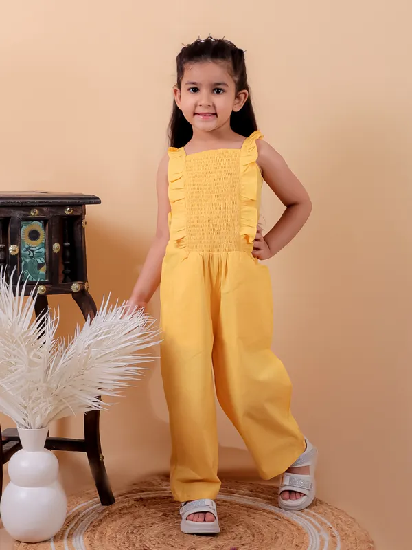 Yellow_Pure_Cotton_Jumpsuit_With_Smoking