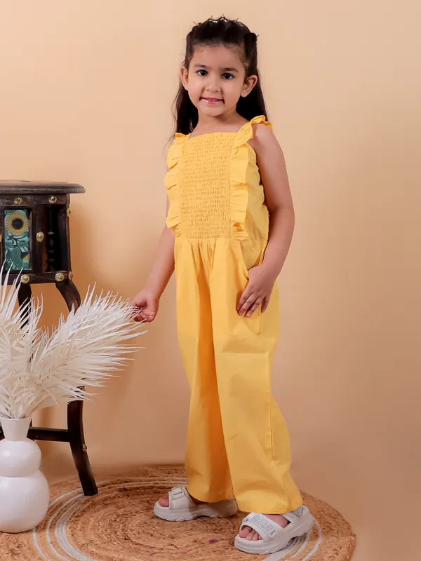 Yellow_Pure_Cotton_Jumpsuit_With_Smoking