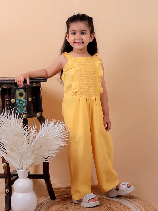 Yellow_Pure_Cotton_Jumpsuit_With_Smoking