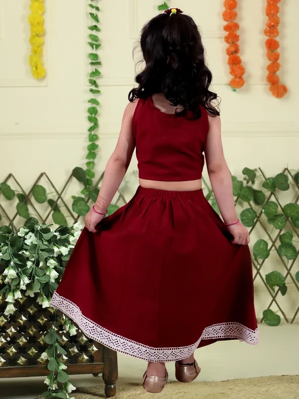 Maroon_Pure_Cotton_Crop_Top_And_Long_Skirt