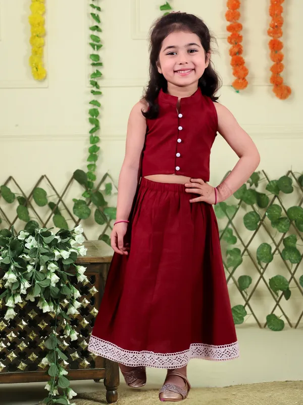 Maroon_Pure_Cotton_Crop_Top_And_Long_Skirt