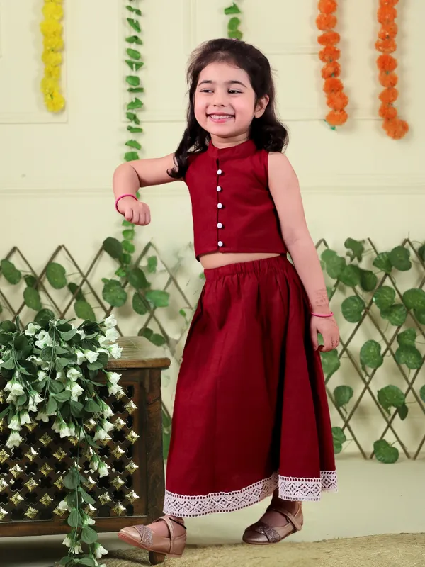 Maroon_Pure_Cotton_Crop_Top_And_Long_Skirt
