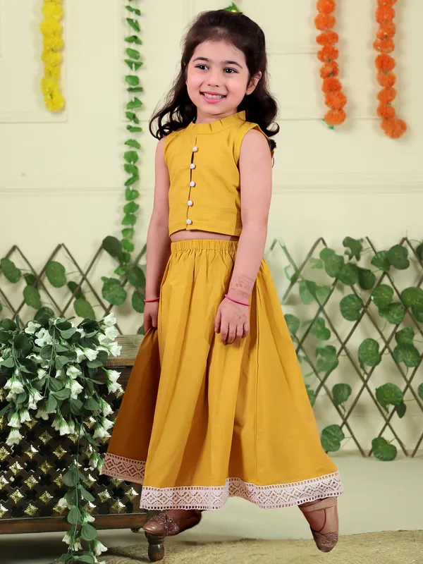 Yellow_Pure_Cotton_Crop_Top_And_Long_Skirt