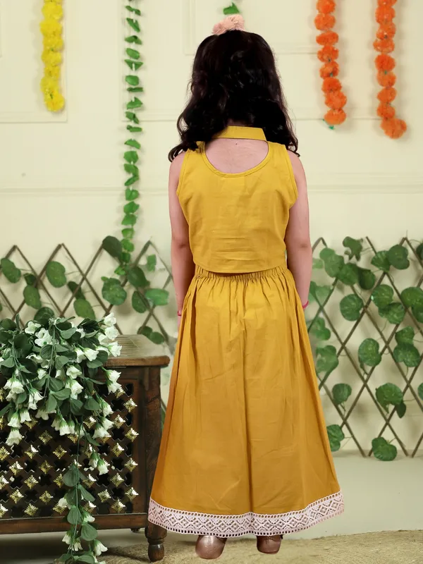 Yellow_Pure_Cotton_Crop_Top_And_Long_Skirt