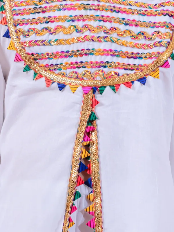 White_Pure_Cotton_Kurta_Embellished_Lace_And_Pyjamas