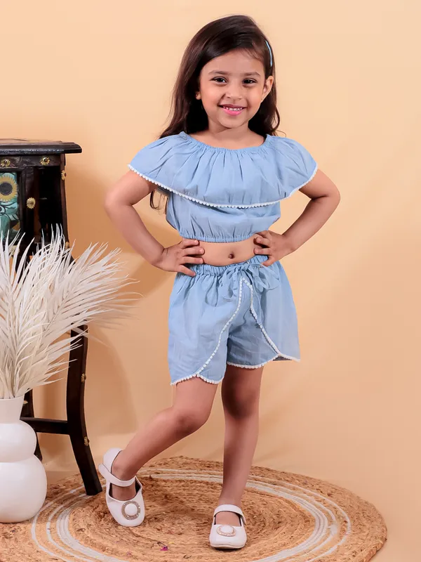 Sky_Blue_Pure_Cotton_Crop_Top_With_Shorts_Set