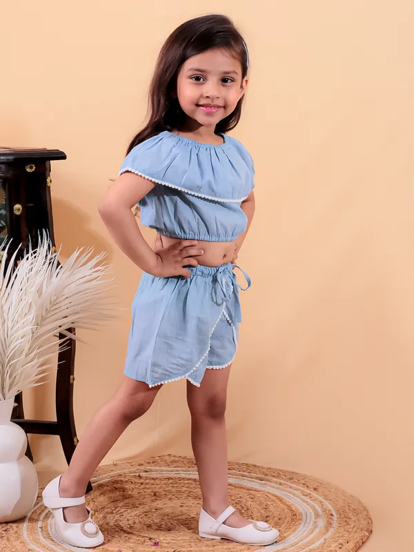 Sky_Blue_Pure_Cotton_Crop_Top_With_Shorts_Set
