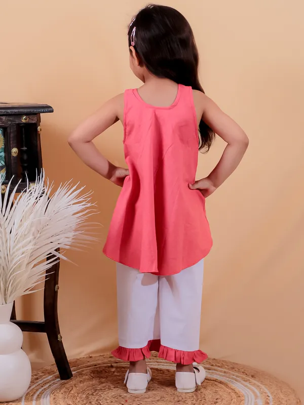 Red_Pure_Cotton_Top_And_Pyjamas_With_Frill