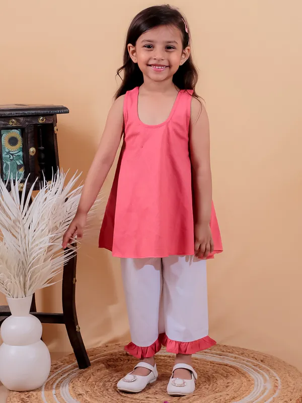 Red_Pure_Cotton_Top_And_Pyjamas_With_Frill