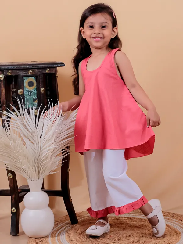 Red_Pure_Cotton_Top_And_Pyjamas_With_Frill