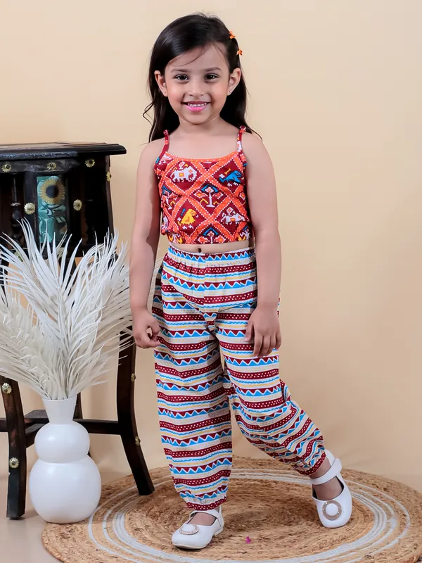 Red_Printed_Pure_Cotton_Crop_Top_With_Adjuster_And_Pyjamas