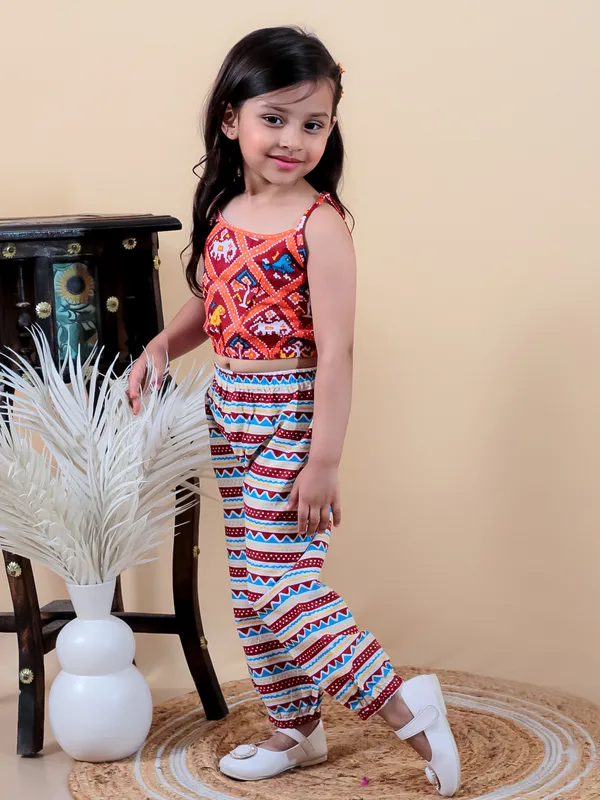 Red_Printed_Pure_Cotton_Crop_Top_With_Adjuster_And_Pyjamas