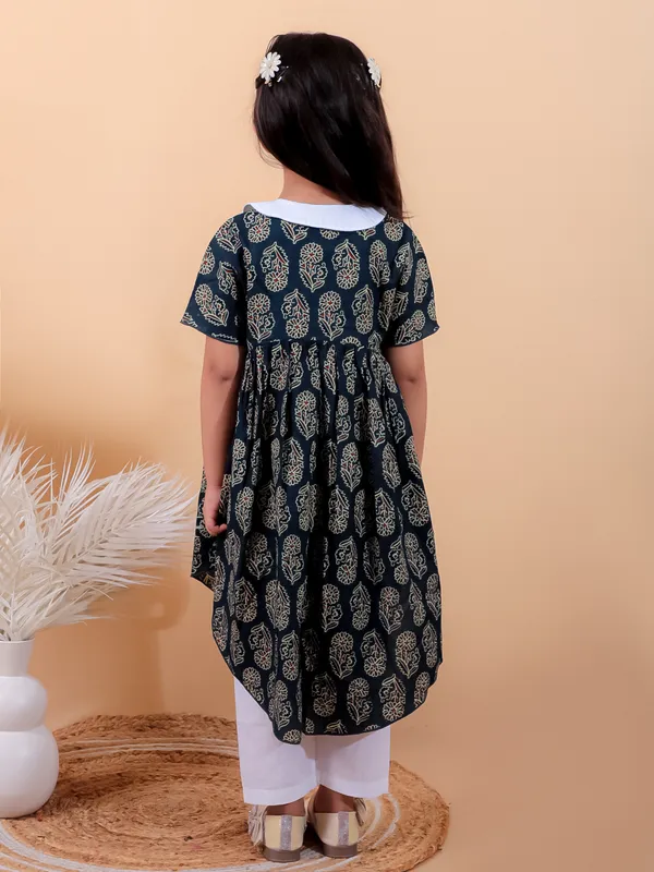 Navy_Blue_Pure_Cotton_Printed_Dress_With_Peter_Pan_Collar_And_Pyjamas