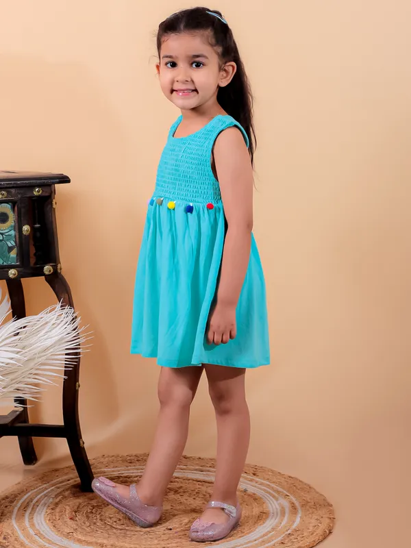 Turquoise_Blue_Cotton_Smoking_One_Piece_Frock