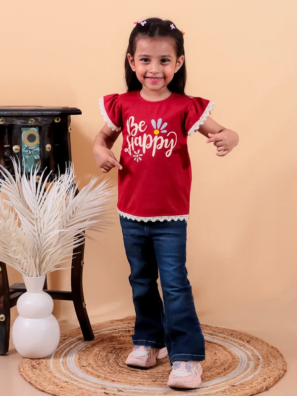 Maroon_Pure_Cotton_Girls_Top