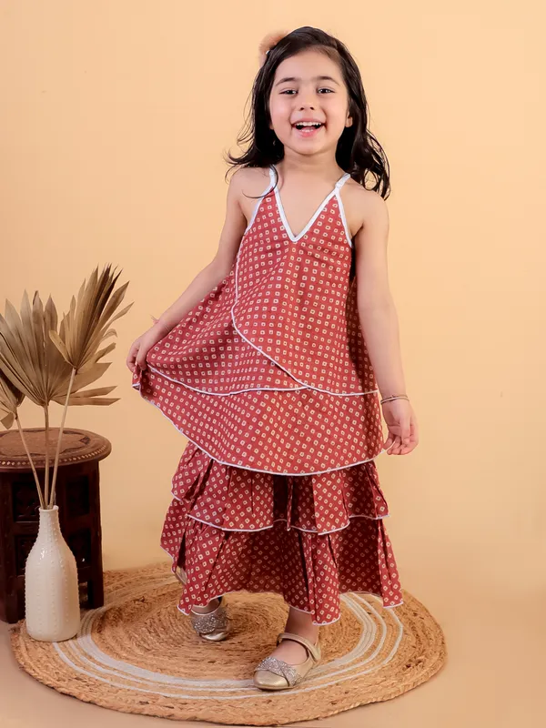 Red_Pure_Cotton_Printed_Top_And_Skirt_Set
