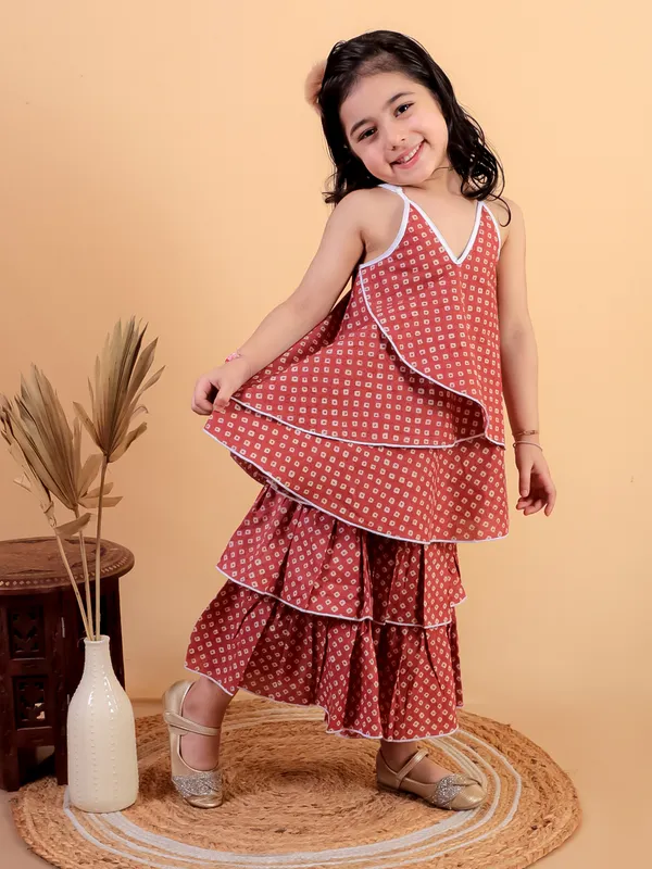 Red_Pure_Cotton_Printed_Top_And_Skirt_Set