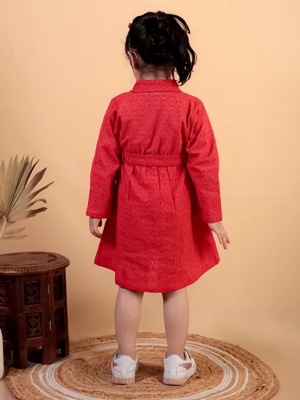 Red_Pure_Cotton_Shiffli_Embroidery_Full_Sleeve_Dress