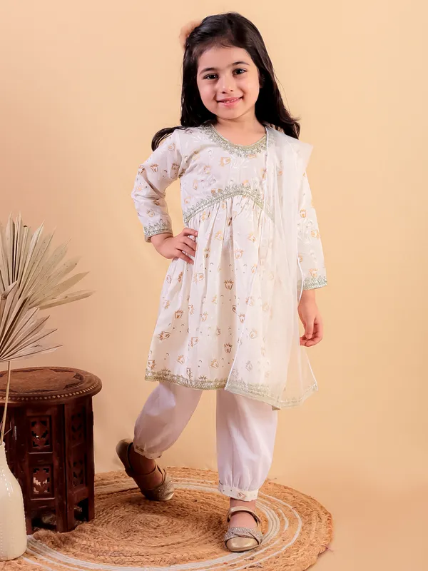 Beige_Pure_Cotton_Golden_Print_Kurti_And_Pajama