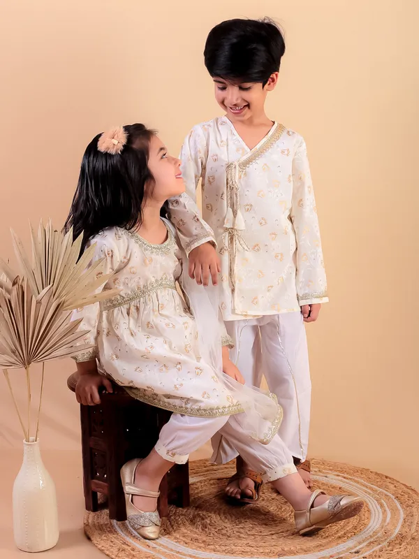 Beige_Pure_Cotton_Golden_Print_Kurti_And_Pajama