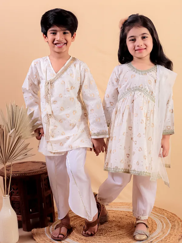 Beige_Pure_Cotton_Golden_Print_Kurti_And_Pajama