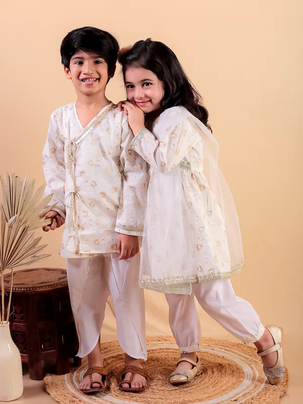 Beige_Pure_Cotton_Golden_Print_Kurti_And_Pajama