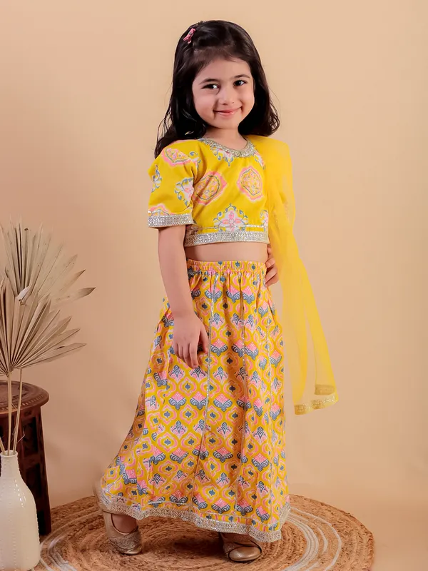 Yellow_Printed_Pure_Cotton_Lehenga_Choli_With_Dupatta