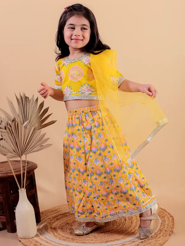 Yellow_Printed_Pure_Cotton_Lehenga_Choli_With_Dupatta