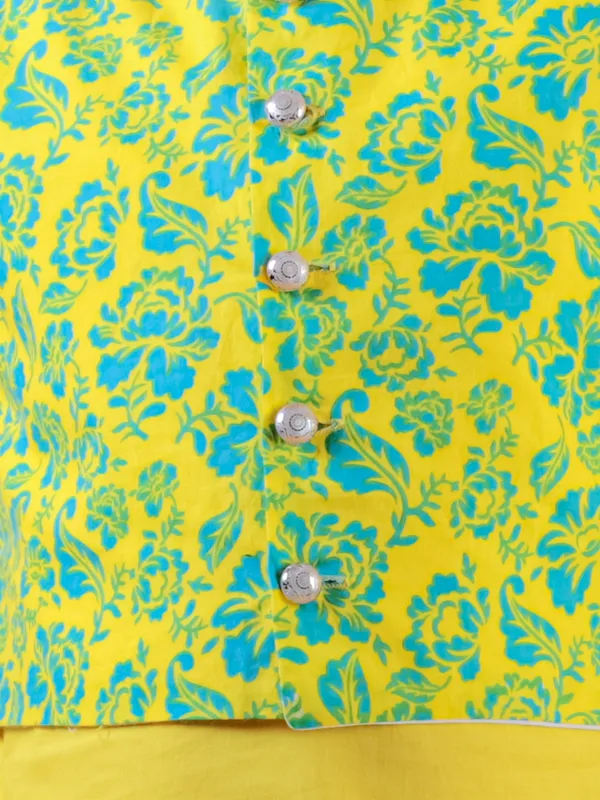 Yellow_Pure_Cotton_Printed_Kurta_Pyjama_With_Jacket