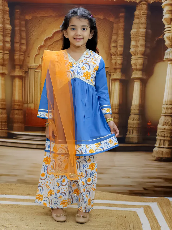 Blue_Cotton_Printed_Kurta_Pyjama_Set_With_Dupatta