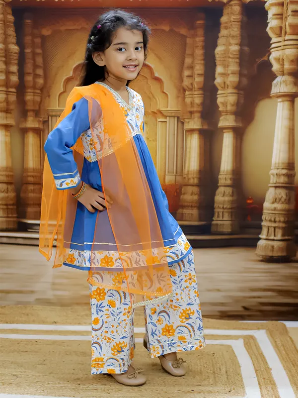 Blue_Cotton_Printed_Kurta_Pyjama_Set_With_Dupatta
