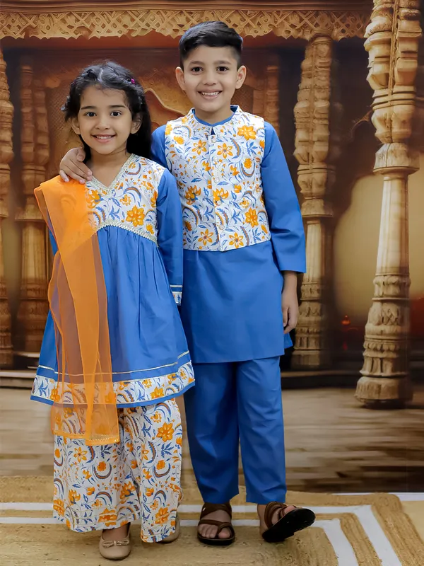 Blue_Cotton_Printed_Kurta_Pyjama_Set_With_Dupatta
