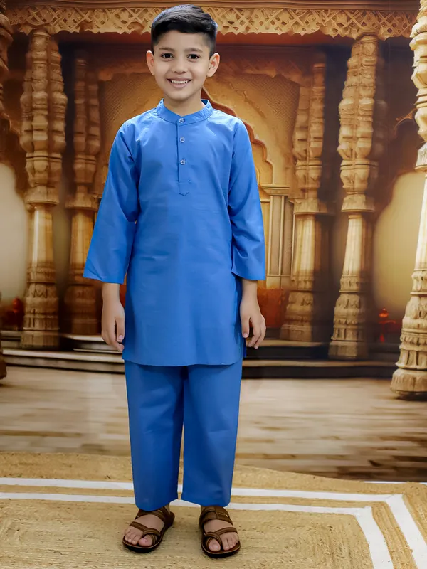 Blue_Pure_Cotton_Printed_Kurta_Pyjama_With_Jacket