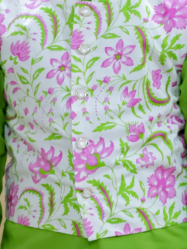 Green_Pure_Cotton_Printed_Kurta_Pyjama_With_Jacket