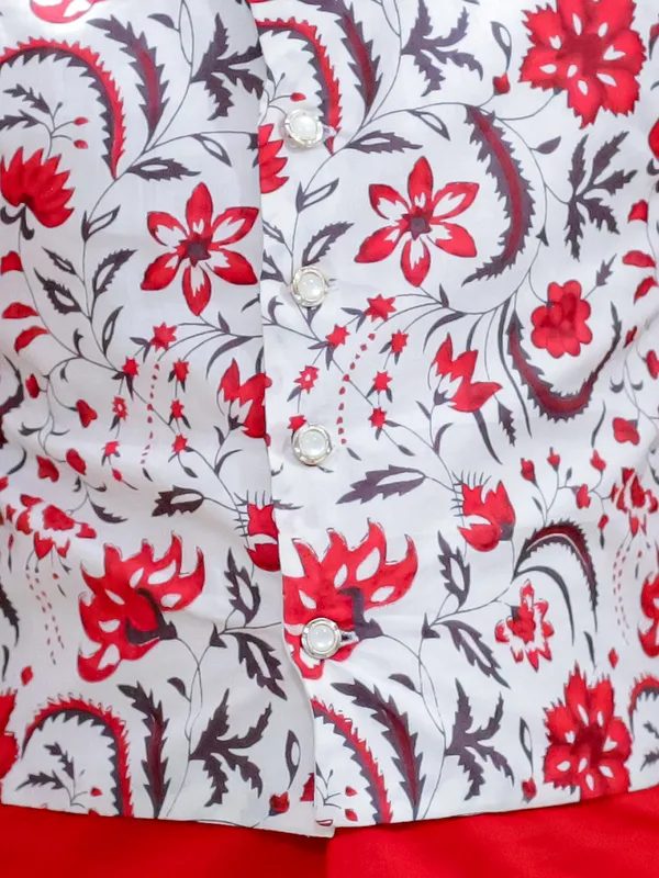 Red_Pure_Cotton_Printed_Kurta_Pyjama_With_Jacket