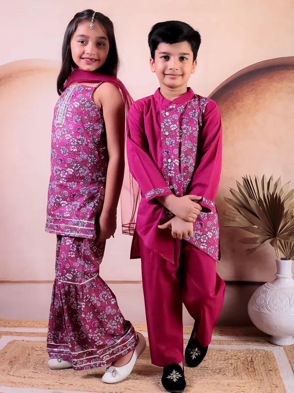 Pink_Cotton_Printed_Kurti_With_Sharara_With_Dupatta