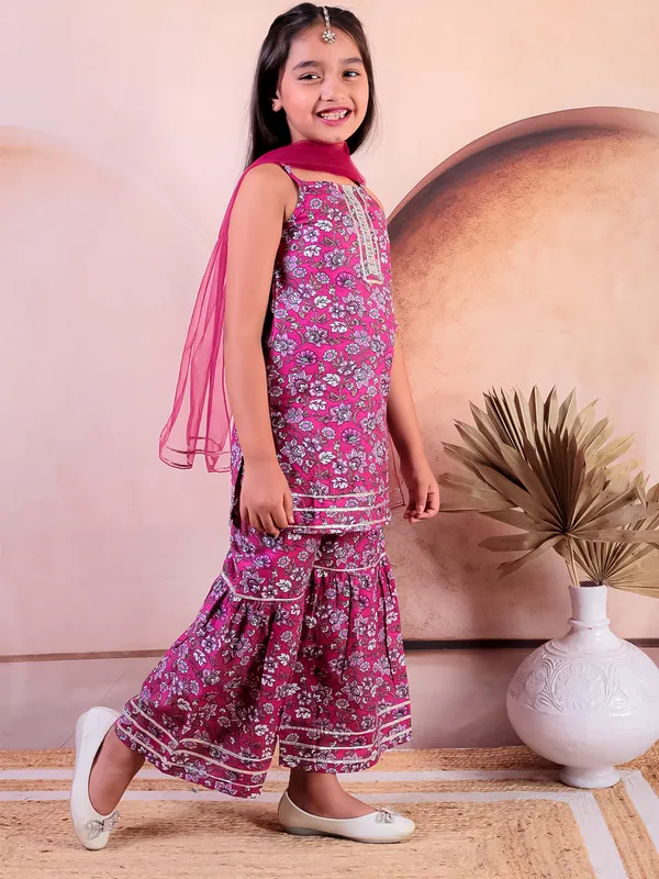 Pink_Cotton_Printed_Kurti_With_Sharara_With_Dupatta