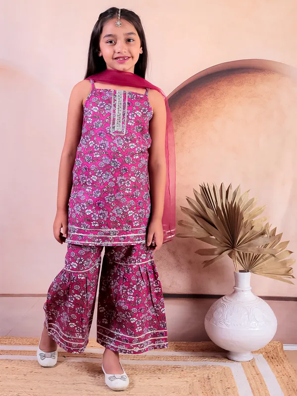 Pink_Cotton_Printed_Kurti_With_Sharara_With_Dupatta