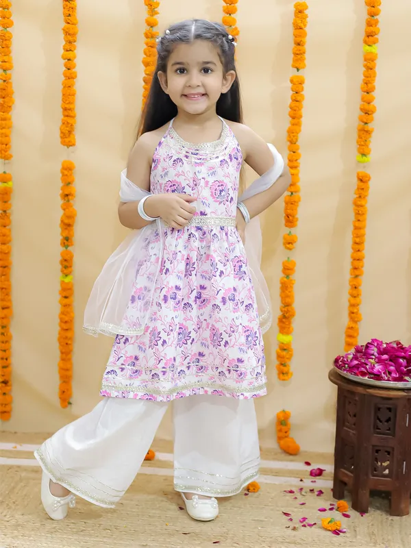 Pink_Floral_Printed_Regular_Pure_Cotton_Kurta_With_Sharara_&_With_Dupatta
