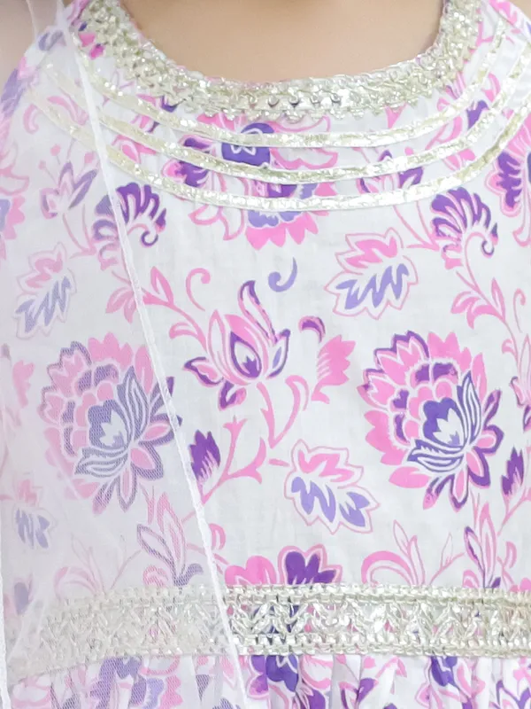 Pink_Floral_Printed_Regular_Pure_Cotton_Kurta_With_Sharara_&_With_Dupatta