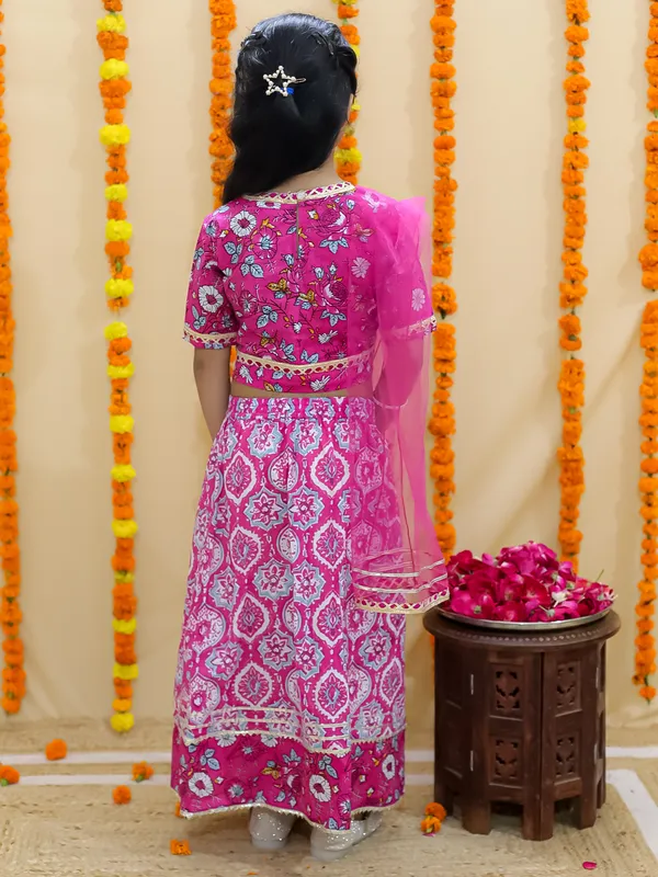 Pink_Floral_Printed_Ready_To_Wear_Cotton_Lehenga_&_Choli_With_Dupatta