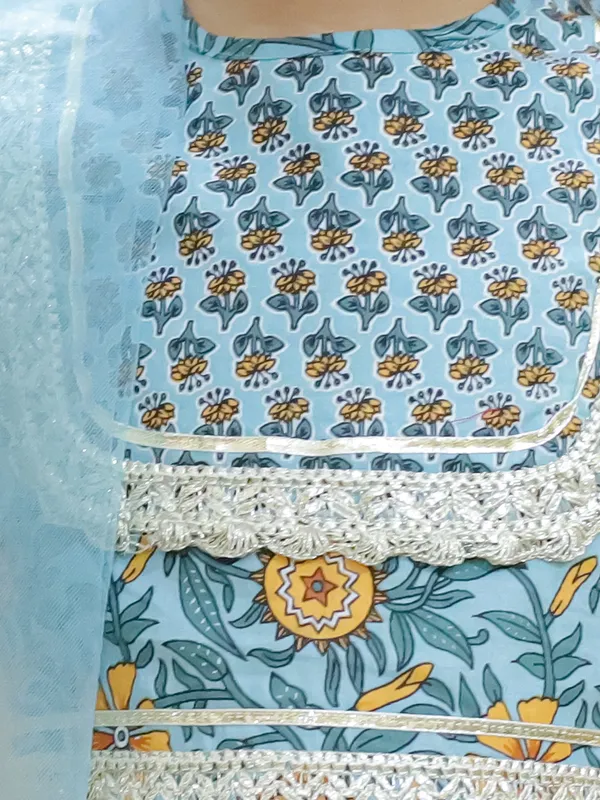Green_Floral_Printed_Ready_To_Wear_Cotton_Lehenga_&_Choli_With_Dupatta
