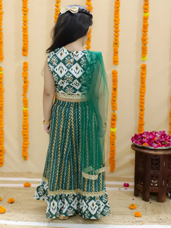 Green_Ethnic_Motifs_Printed_Ready_To_Wear_Cotton_Lehenga_&_Blouse_With_Dupatta