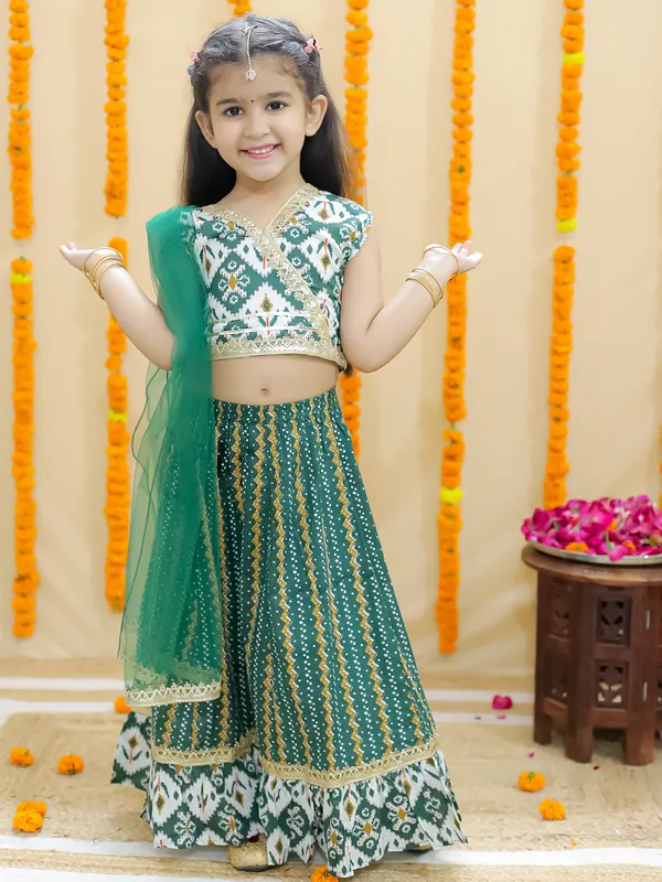 Green_Ethnic_Motifs_Printed_Ready_To_Wear_Cotton_Lehenga_&_Blouse_With_Dupatta