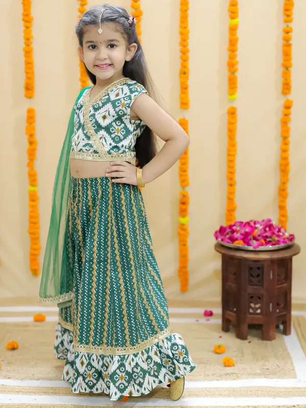 Green_Ethnic_Motifs_Printed_Ready_To_Wear_Cotton_Lehenga_&_Blouse_With_Dupatta