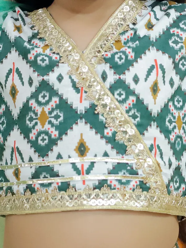 Green_Ethnic_Motifs_Printed_Ready_To_Wear_Cotton_Lehenga_&_Blouse_With_Dupatta